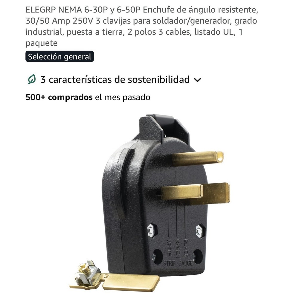 30 Amp/50 Amp 250-Volt 2-Pole/3-Wire NEMA 6-30P/6-50P Grounded Straight Blade An
